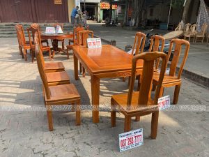 Bộ bàn ăn Triện Thọ 8 ghế bàn chữ nhật