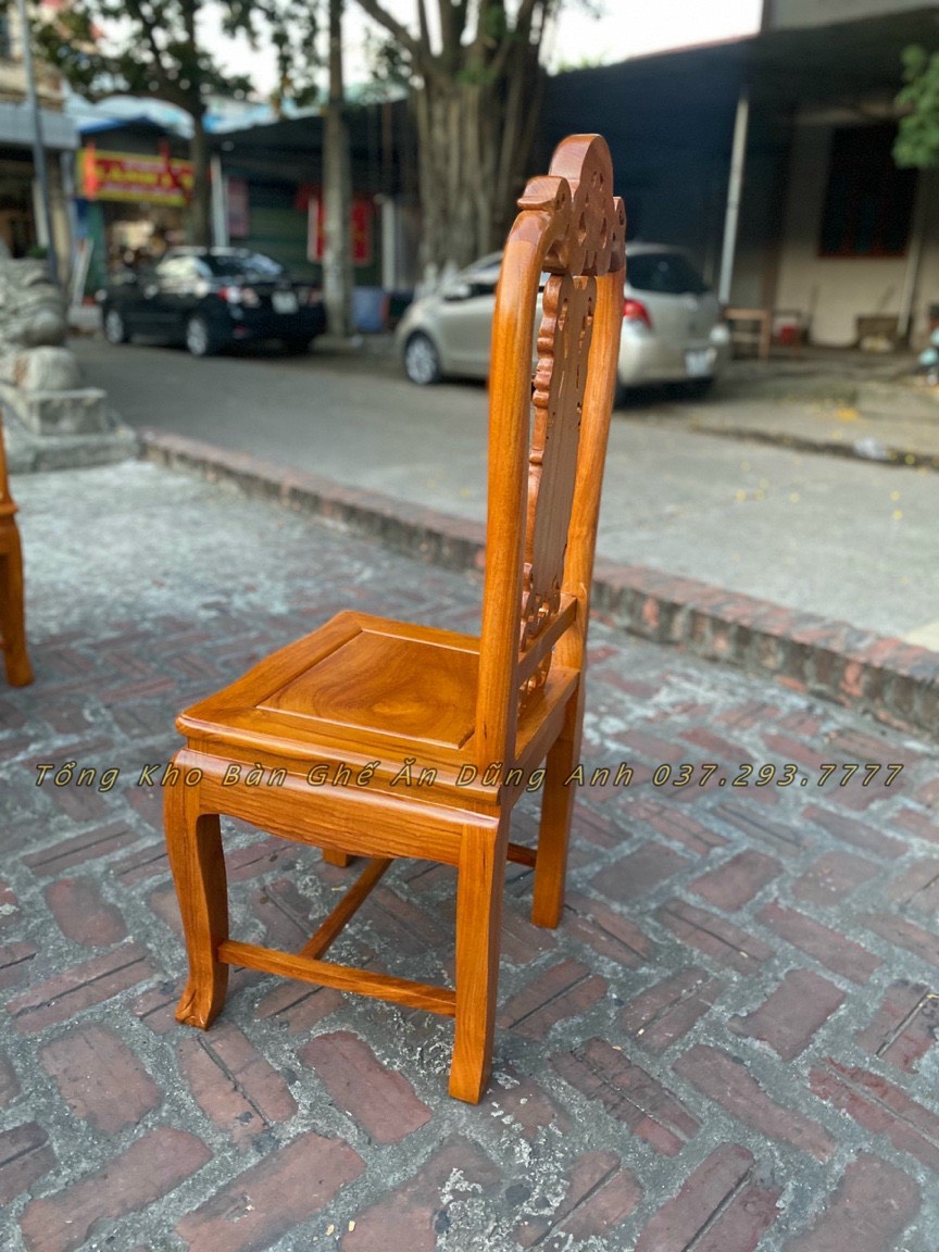 Bộ Ghế Hồng Con + Bàn tròn gỗ Gõ đỏ 6 ghế bản ĐẶC BIỆT có 4 con tiện.