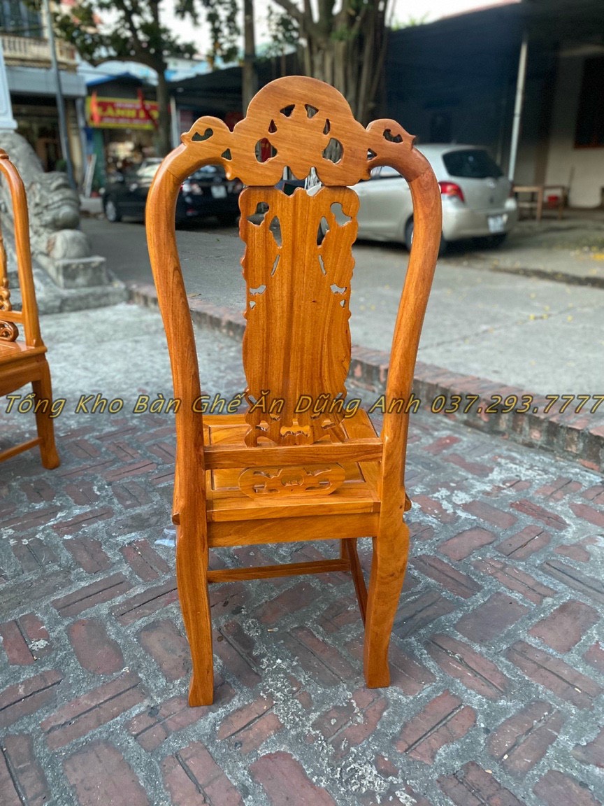 Bộ Ghế Hồng Con + Bàn tròn gỗ Gõ đỏ 6 ghế bản ĐẶC BIỆT có 4 con tiện.