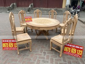 Bộ Ghế Hồng Con + Bàn tròn đục họa tiết Trống Đồng Đông Sơn VIP