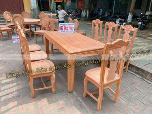 Bộ bàn ghế ăn Cây Đàn vách liền gỗ Hương Đá
