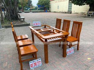 Bộ bàn ăn Triện Thọ 2 tầng + 6 ghế