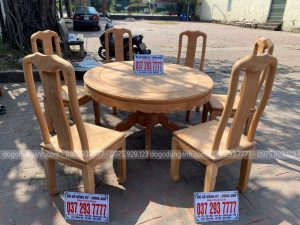 Bộ bàn ăn Triện Thọ tràn liền nguyên khối dày 2,5cm chất liệu gỗ Gõ Đỏ Nam Phi