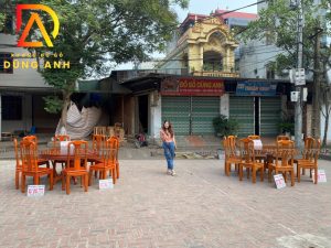 Bộ bàn ăn Triện Thọ gỗ Hương Đá bàn tròn + 8 ghế