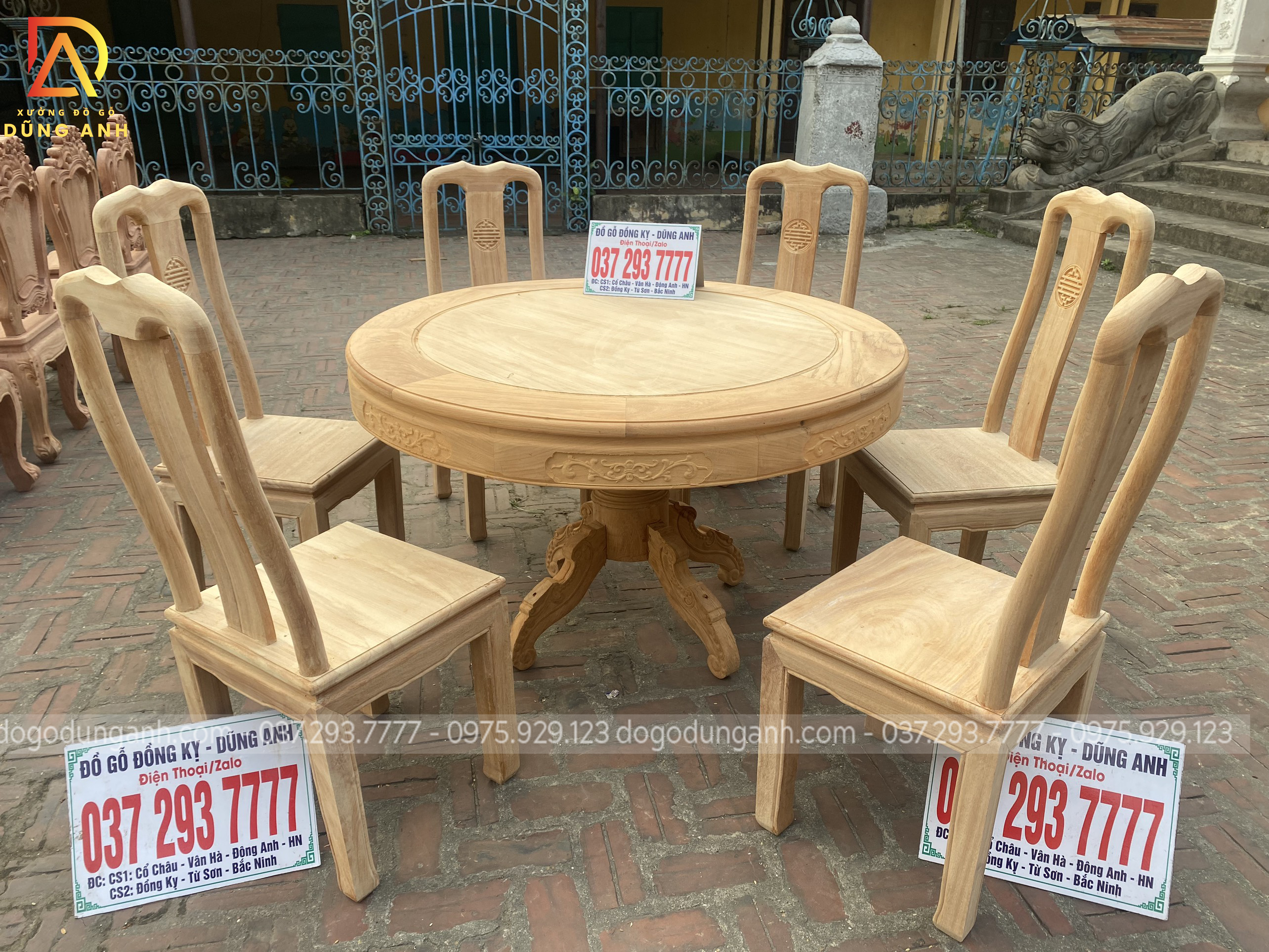 bộ bàn Triện thọ gỗ Gõ Đỏ bao gồm 6 ghế và 1 bàn