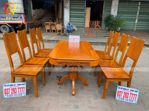 Bộ bàn ghế hiện đại 8 ghế 1 bàn bo góc của chú Nam ở Mê Linh
