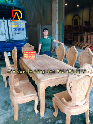 Bộ sản phẩm mẫu Louis hoàng gia có tay 8 ghế và 1 bàn củ lạc
