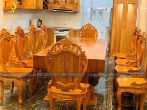 Bộ sản phẩm siêu VIP với bàn Nguyên Khối kết hợp với Ghế luois hoàng gia.