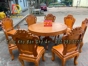 Bộ bàn ghế Louis Hoàng Gia đục chạm 1 mặt gồm 8 ghế và 1 bàn tròn