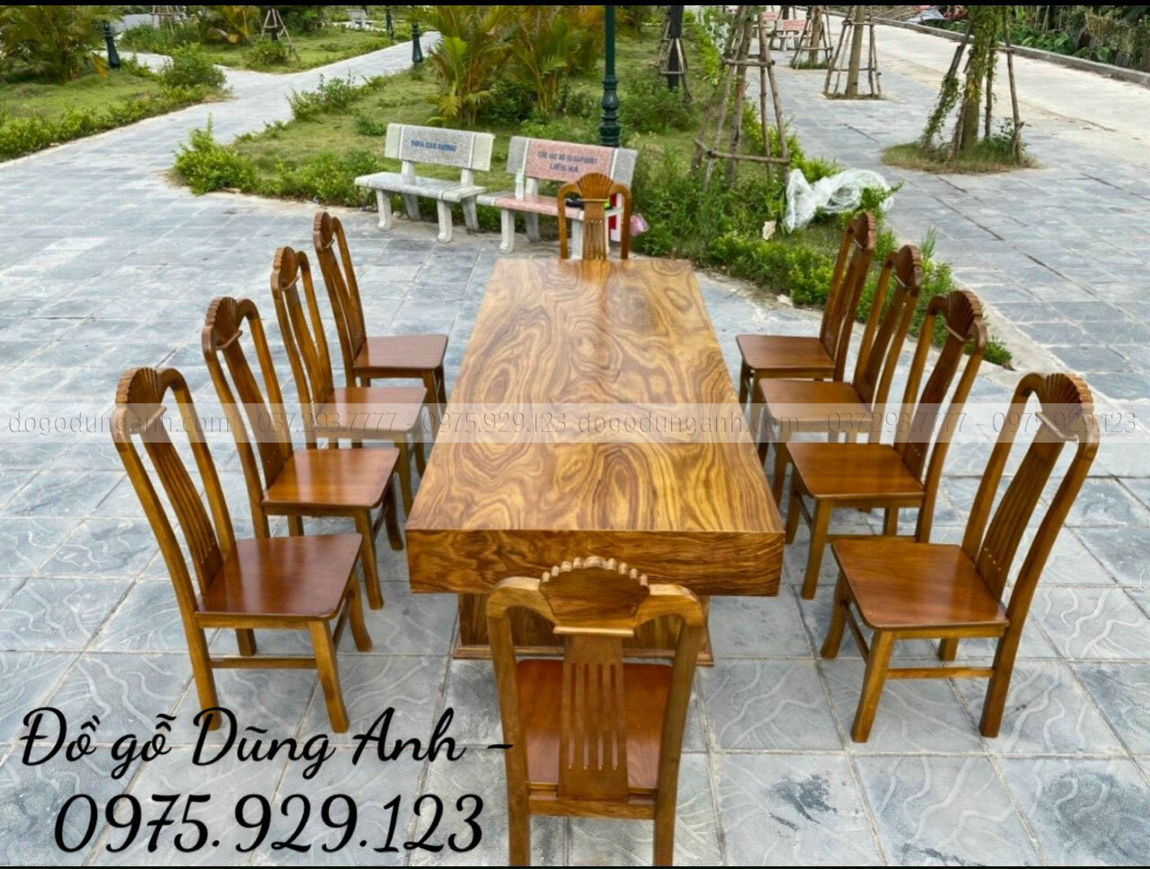 Bộ bàn ghế ăn gỗ cẩm nguyên khối