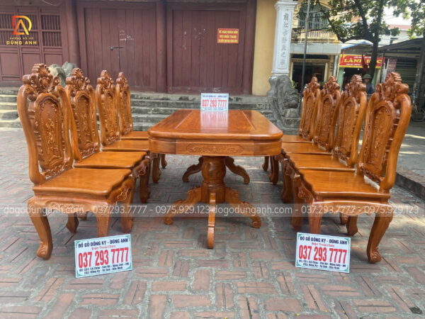 Mẫu bàn ăn - Louis Hoa Hồng Hạt đục trạm 2 mặt