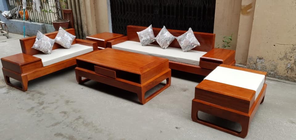 Sofa gỗ nguyên khối đóng hộp