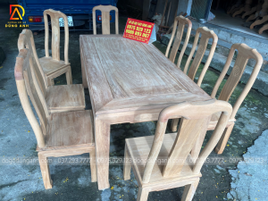Bộ Sản Phẩm Triện Thọ 8 Ghế Kết Hợp Với 1 Bàn Chữ Nhật Chất Liệu Gỗ Hương Đá Vô Cùng Đẹp Và Đẳng Cấp