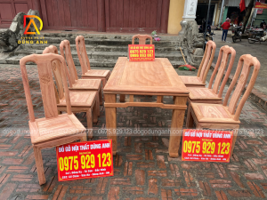 Bộ sản phẩm Triện Thọ trơn của anh Trương gồm 8 ghế và 1 bàn chữ nhật