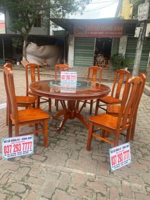 Bộ sản phẩm 8 ghế Triện thọ kết hợp với 1 bàn tròn có mâm xoay siêu đẹp.
