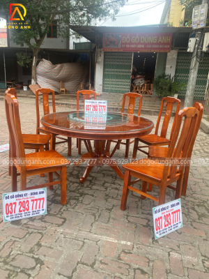 Bộ sản phẩm 8 ghế Triện thọ kết hợp với 1 bàn tròn có mâm xoay siêu đẹp.
