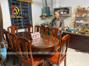 Bộ bàn ăn mẫu Hoa Dây cao cấp bàn bầu dục + 10 ghế ăn siêu đẹp