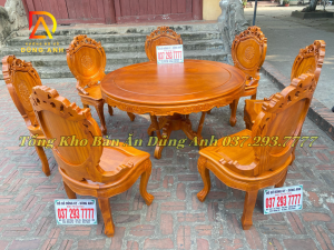 Bộ bàn ăn mẫu Louis Hoàng Gia có tay 6 ghế + bàn tròn (Anh Hải, Bắc Ninh)