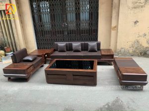 Nội thất phòng khách sofa zito gỗ óc chó cực kì sang trọng.