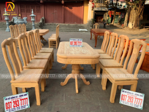 Bộ sản phẩm được anh Thái đặt riêng siêu dày mẫu Triện thọ 8 ghế kết hợp bàn cua góc.