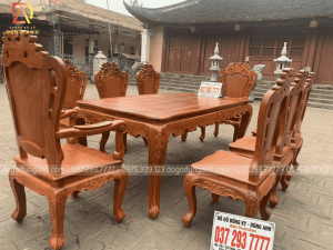 Bộ sản phẩm Louis hoàng gia bàn củ lạc 6 ghế + 2 GHẾ CHỦ vô cùng sang trọng, đẳng cấp