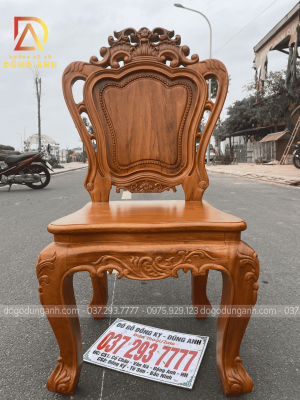 Mẫu ghế Louis Hoàng Gia ( Đục 1 mặt ) Mặt Tràn Liền - Chất liệu gỗ Gõ Đỏ