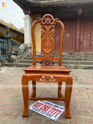 Mẫu ghế Hồng Con -  chất liệu gỗ Gõ Đỏ (Mặt ghế bản nong khung 45x42cm)