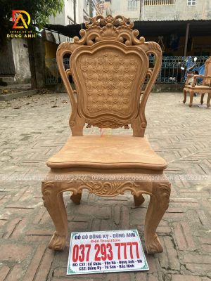 Mẫu ghế Louis Hoàng Gia trám Hoa Mai ( Mặt ghế tràn liền 47x50cm )