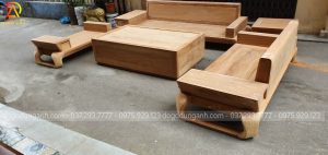 Bộ sản phẩm sofa phòng khách thi công trên chất gỗ Gõ Đỏ vô cùng hiện đại và đẳng cấp