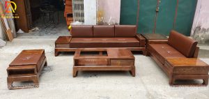 Bộ sản phẩm sofa phòng khách thi công trên chất gỗ Gõ Đỏ vô cùng hiện đại và đẳng cấp