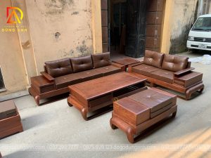Bộ sản phẩm bàn ghế gỗ bọc sofa hiện đại làm từ chất liệu gỗ Hương Đá CAO CẤP