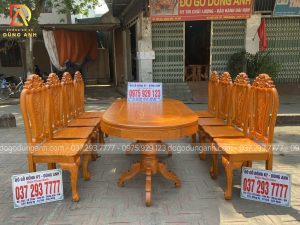 Mẫu ghế ăn Hoa Cúc + bàn Bầu Dục ( gỗ Gõ Đỏ )