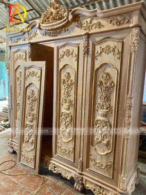 Bộ tủ Hồng mộc nguyên khối bằng gỗ gõ đỏ Nam Phi