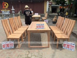 Bàn ghế ăn hiện đại Châu Âu chất liệu gỗ Hương Đá Nam Phi