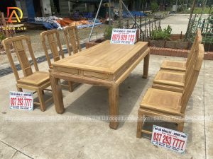 Bộ sản phẩm Triện Trung Hoa kết hợp với bàn Chữ Nhật trên nền gỗ Gụ