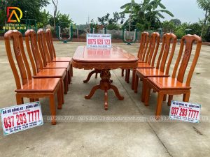 Mẫu bàn 8 ghế Triện Thọ QUỐC DÂN chất liệu gỗ Hương Đá phù hợp với mọi gia đình