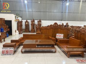 bộ sản phẩm Sofa zito chân đùi gà 5 món trên nền gỗ Hương Đá