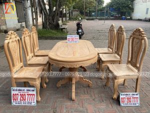 SIÊU PHẨM bộ 6 ghế bông cúc kết hợp bàn bầu dục