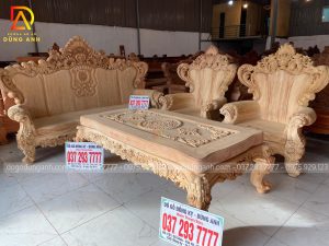 BẢN MỘC sofa phòng khách Louis Hoàng Gia Hoa Hồng 6 món chất liệu gỗ Gõ Đỏ