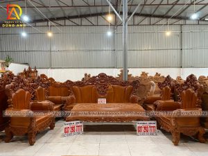 SIÊU PHẨM Sofa phòng khách Louis Hoàng Gia 10 món chất liệu gỗ Hương Đá