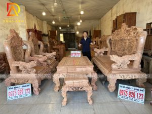 Bản mộc gỗ Hương Đá sản phẩm Nghê Thái Tử 6 món hàng chân 16 cột 15