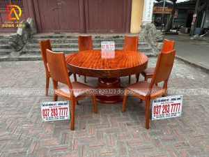 Bộ sản phẩm VIP 6 ghế hiện đại kết hợp bàn nguyên khối gỗ Gõ Đỏ