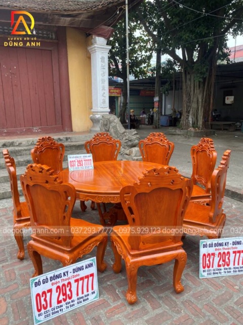 Siêu phẩm bùng cháy bộ sản phẩm ghế Louis Hoàng Gia + bàn Tròn gỗ Gõ Đỏ VIP
