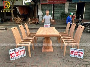 Siêu phẩm VIP PRO 6 ghế hiện đại bọc da kết hợp bàn trụ chữ U - gỗ Hương Đá