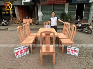 Bản mộc bộ bàn trụ chữ U kết hợp 8 ghế chữ Thọ gỗ Hương Đá