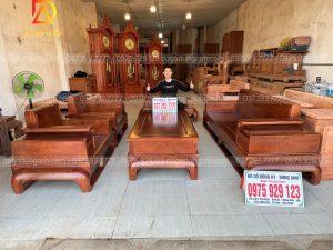 Bộ sản phẩm Sofa zito chân đùi gà 5 món gỗ hương đá sơn màu hạt rẻ(Bác Long-Nghệ An)