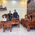 Bàn giao combo phòng khách bộ Minh Quốc Voi chiến 6 món và kệ tivi cột nho con sóc (anh Trường - Bắc Ninh)