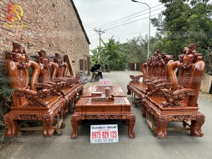 Bộ sản phẩm gỗ Hương Đá Nghê Thái Tử bảo đỉnh 9 món cột 14 chân 16 cực VIP