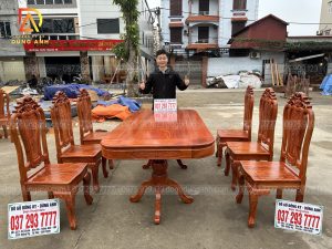 SIÊU PHẨM 6 ghế Bông Cúc SIÊU VÂN + Bán Vén Góc Yếm Bo