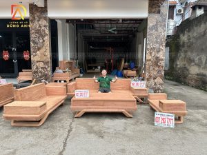 Sofa zito SIÊU VÂN chân thuyền  - 5 món - gỗ hương đá